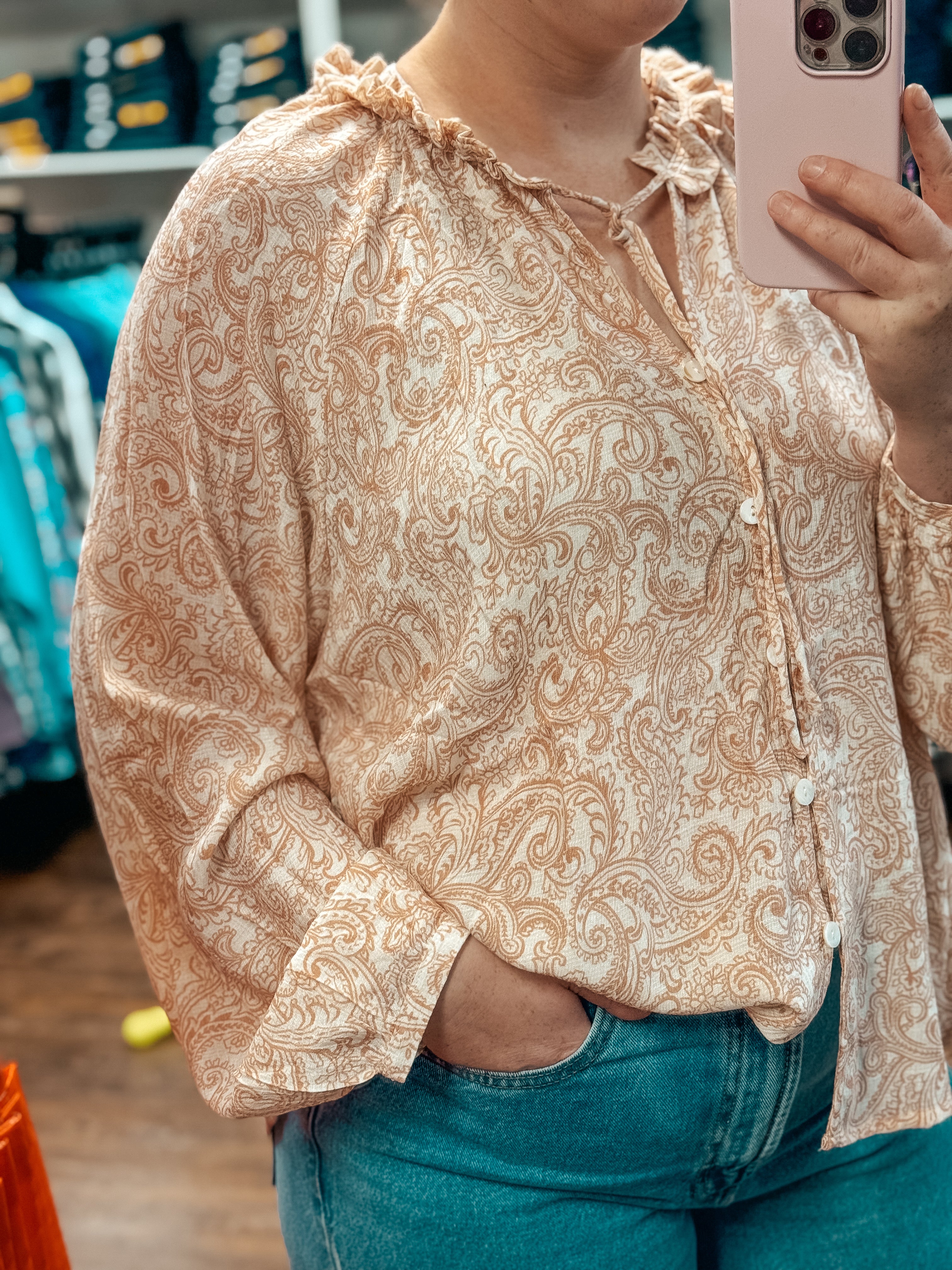 Womens Blush Paisley Blouse