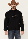 Cinch Black Logo Sleeve 1/4 Zip Front Windbreaker Pullover