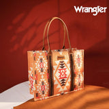 Wrangler Orange Southwest Wide Tote Handbag