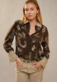 Blue B Western Printed Ruffle Cuff Shirt