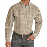 Panhandle Taupe/Blue Plaid Button Shirt