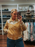 Blue B Embroidered Contrast Bomber Jacket