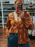 Blue B Western Print Lace Ruffle Blouse