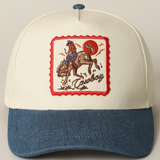 Detailed Cowboy Horse Embroidery Patch Denim Cap
