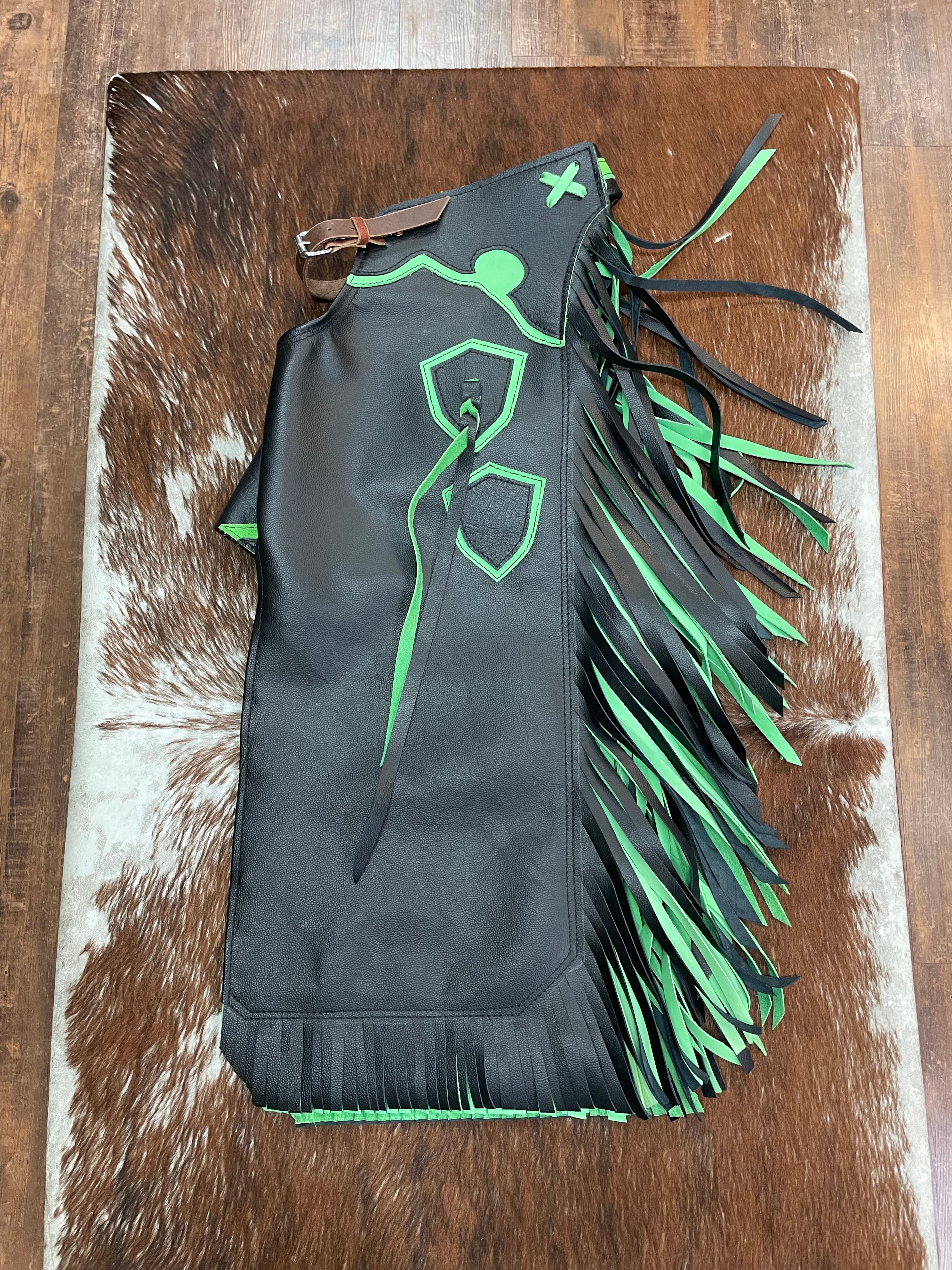 Youth Rodeo Chaps - Black & Green