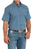 Cinch Short Sleeve Blue Geo Shirt