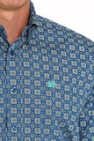 Cinch Short Sleeve Blue Geo Shirt