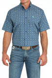 Cinch Short Sleeve Blue Geo Shirt