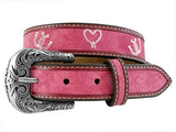 Roper Girl's Manmade Leather Pink Belt - Embroidered Horseshoes And Lassos