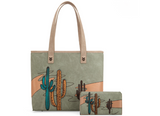 Montana West Embroidered Tote with Purse Set