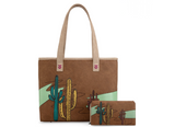 Montana West Embroidered Tote with Purse Set