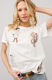 Blue B Western Motif Embroidered Graphic T Shirt