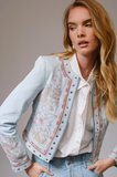Blue B Embroidered Studded Denim Jacket