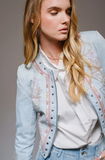 Blue B Embroidered Studded Denim Jacket