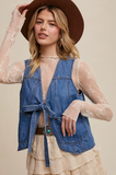 Listicle Denim Tie Front Vest