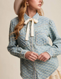 Listicle Dreamy Bows Denim Shirt