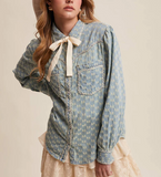 Listicle Dreamy Bows Denim Shirt
