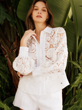 Endless Blu Boho Lace Long Sleeved Button Down