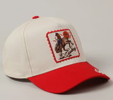 Detailed Cowboy Horse Embroidery Patch Red Cap