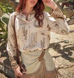 Blue B Western Print Blouse
