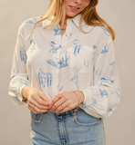 Blue B Western Print Blouse