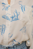 Blue B Western Print Blouse