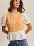 Embroided Apricot Peplum Top