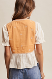 Embroided Apricot Peplum Top