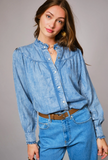 Ruffle Neck Button Down Blouse