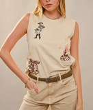 Western Motif Sleeveless Top