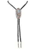 Double S Arrow Floral Turquoise Red Bolo Tie