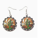 Western Cactus Round Design Earring
