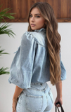 Denim Button Down Top - Light Blue