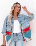 Aztec Button Down Denim Jacket