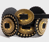Intricate Western Concho Vegan Leather Belt