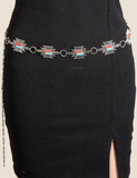 Southwestern Geometric Chain Belt - Silver