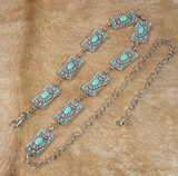Turquoise Stone Detail Western Concho Chain Belt