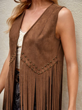 Studded Detail Fringe Vest