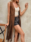 Studded Detail Fringe Vest