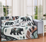 Forest Life Nature Black Bear Decorative Quilt Throw Blanket