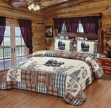 Mountain Bears and Forest Blooms Quilt Queen Set
