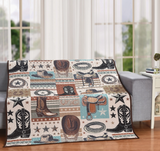 Cowboy Boots & Saddle Western Quilt Throw