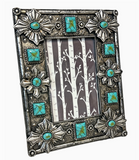 Resin Metal Concho & Turquoise Stones 6” X 4” Picture Frame