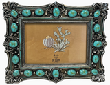 Western Ornate Scroll Turquoise Beads 6” X 4” Picture Frame