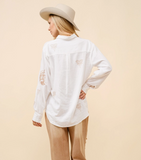 Blue B Western Embroidered Linen Blouse