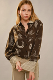 Blue B Western Printed Ruffle Cuff Shirt