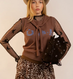 Blue B Western Shoulder Tie Knit Top