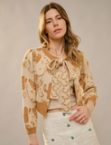 Blue B Western Motif Tie Front Cardigan