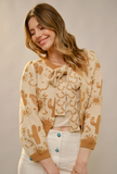 Blue B Western Motif Tie Front Cardigan
