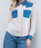 Denim Contrast Blouse